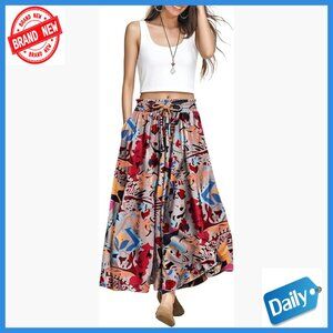 Cotton Wide Leg Palazzo Pants High Waisted Casual Flowy Crop Trousers with